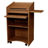 Aristocrat Lectern Shelf Wheels Keyboard Tray Medium Oak