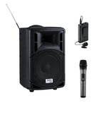 40 Watt Wireless PA Speaker System w/ Wireless Mic PA System w Wireless Handheld Mic + Lavalier Mic No Stand