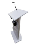 Contemporary Flat Panel Lectern with Internal Speaker and Wireless-Mic