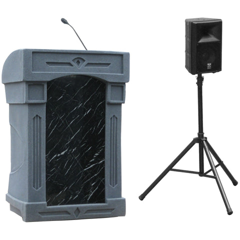 The DaVinci Presenter Podium - External Speaker & Microphone Gray Granite No