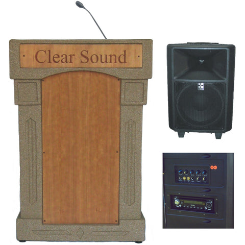 The DaVinci Freedom Podium - Wireless Mic & Speaker Beige Granite
