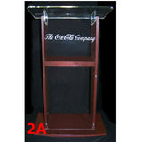 Custom Logo for JY Sound Lectern 2. On Acrylic Lectern: Laser Etched White Fill Logo - Customer Supplies Artwork