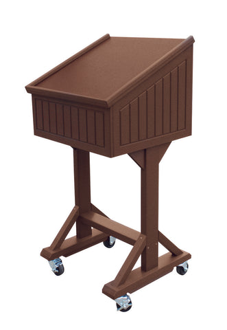 Director's Outdoor Podium Half Size Rolling with Storage Standard Angled Top