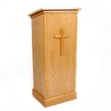 Elegant Oak Lectern with Cross by Executive Wood - Buy Online at PodiumStop.com