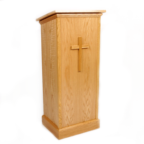 Elegant Oak Lectern with Cross by Executive Wood