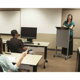 Steel Adjustable Height Classroom Lectern with Wheels and Shelf