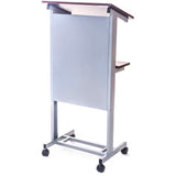 Steel Adjustable Height Classroom Lectern with Wheels and Shelf