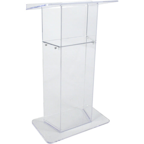 Clear "Wing" Acrylic Glass Lectern with Shelf Clear Amplivox