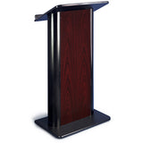 Contemporary Flat Panel Lectern with Internal Speaker and Wireless-Mic Jewel Mahogany