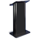 Contemporary Flat Panel Lectern with Internal Speaker and Wireless-Mic Black