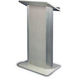Contemporary Flat Panel Lectern with Internal Speaker and Wireless-Mic Gray