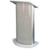 Contemporary Non-Sound Curved Panel Lectern by JY Sound Gray Granite Amplivox Satin Anodized Aluminum