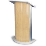Contemporary Non-Sound Curved Panel Lectern by JY Sound Hardrock Maple Satin Anodized Aluminum