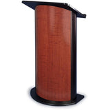 Contemporary Non-Sound Curved Panel Lectern by JY Sound Jewel Mahogany Black Anodized Aluminum