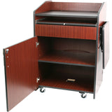 Multimedia Presentation Podium with Casters & Adjusting Shelf