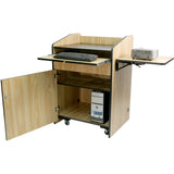 Multimedia Presentation Podium with Casters & Adjusting Shelf