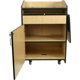 Multimedia Presentation Podium with Casters & Adjusting Shelf