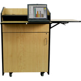 Multimedia Presentation Podium with Casters & Adjusting Shelf Maple Laminate Amplivox