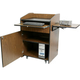 Multimedia Presentation Podium with Casters & Adjusting Shelf