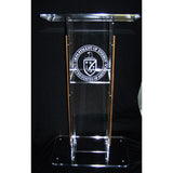 Acrylic H Style Lectern with Shelf and Wooden Side Panels
