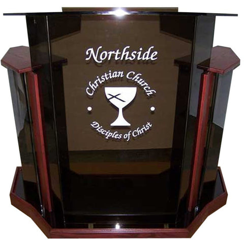Large Church Pulpit in Acrylic and Wood Smoke Amplivox Black Cherry Amplivox No Wheels