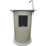 Contemporary Curved Panel Lectern with Wireless-Sound by JY Sound Gray Granite Amplivox Satin Anodized Aluminum