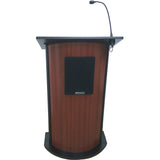 Contemporary Curved Panel Lectern with Wireless-Sound by JY Sound Sippling Seattle Java Black Anodized Aluminum