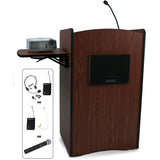Multimedia Computer Lectern - Wireless Sound - JY Sound SW3230 Mahogany Laminate Amplivox