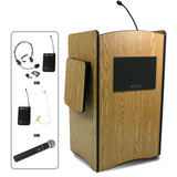 Multimedia Computer Lectern - Wireless Sound - JY Sound SW3230 Oak Laminate Amplivox