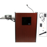 Multimedia Presentation Podium with Sound and Wireless Mic Mahogany Laminate Amplivox