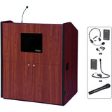 Multimedia Smart Podium with Internal Speaker and Wireless Mic Cherry Laminate Amplivox