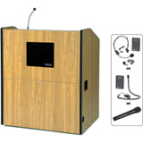 Multimedia Smart Podium with Internal Speaker and Wireless Mic Maple Laminate Amplivox