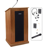 Chancellor Solid Veneer Wood Lectern - Wireless Sound SW470 Cherry Hardwood Amplivox