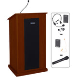 Chancellor Solid Veneer Wood Lectern - Wireless Sound SW470 Mahogany Hardwood Amplivox