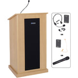 Chancellor Solid Veneer Wood Lectern - Wireless Sound SW470 Maple Hardwood Amplivox