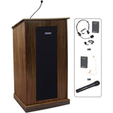 Chancellor Solid Veneer Wood Lectern - Wireless Sound SW470 Walnut Hardwood Amplivox