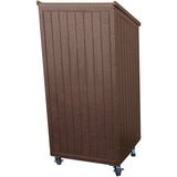 Outdoor Weather Resistant Podium w/ Lift Top Storage Brown HDPE Poly Lumber Yes Casters (+$150)