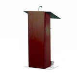 K2 Lectern - Wood & Metal Modern Design with Shelf Full Mahogany Yes Wheels No Cross