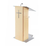 K2 Lectern - Wood & Metal Modern Design with Shelf Natural Yes Wheels Yes Cross
