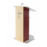 K2 Lectern - Wood & Metal Modern Design with Shelf Mahogany Yes Wheels Yes Cross