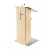 K2 Lectern - Wood & Metal Modern Design with Shelf Natural No Wheels Yes Cross