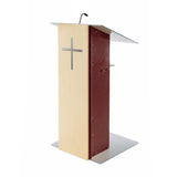 K2 Lectern - Wood & Metal Modern Design with Shelf Mahogany No Wheels Yes Cross