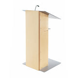 K2 Lectern - Wood & Metal Modern Design with Shelf Natural No Wheels No Cross