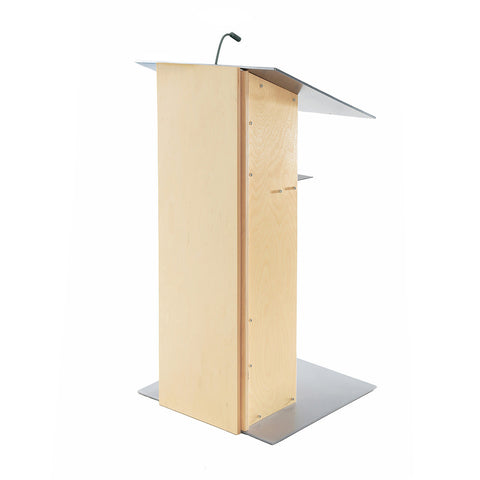 K2 Lectern - Wood & Metal Modern Design with Shelf Natural No Wheels No Cross