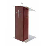 K2 Lectern - Wood & Metal Modern Design with Shelf Full Mahogany No Wheels Yes Cross