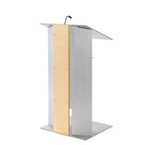 K6 Lectern - Modern Wood & Aluminum Design Light Aluminum Grey No Wheels