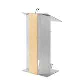 K6 Lectern - Modern Wood & Aluminum Design Light Aluminum Grey Yes Wheels