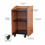 Open Lectern with Shelves & Casters - AVFI LE3060