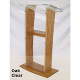 H Style Acrylic Lectern with Wood Side Panels Base & Shelf
