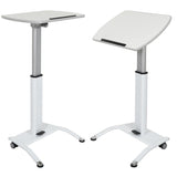 Pneumatic Height Adjustable Lectern and Tilting Table Top Stand Gray